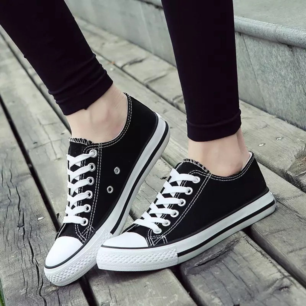 Women's Canvas Shoes Ladies Girls Trainers Plimsolls Lace Up Flat Pumps Sneakers image 4