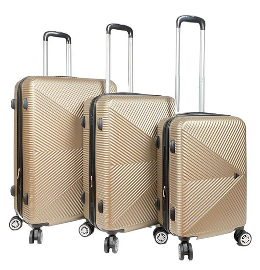 4 Wheel Hard Shell Luggage Travel Trolley Set Of 3 ABS Holiday Suitcase Bags image 0