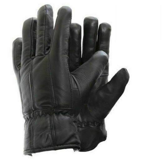 Mens Real Leather Winter Fleece Lined Soft Comfy Driving Black Thermal Gloves image 0