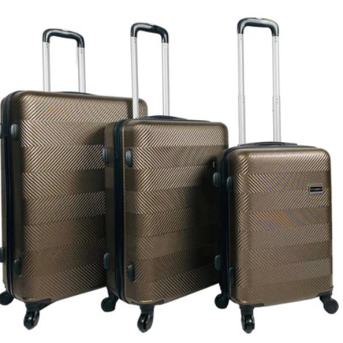 Set Of 3 ABS Lightweight 4 Wheels Luggage Travel Holiday Suitcase Bags