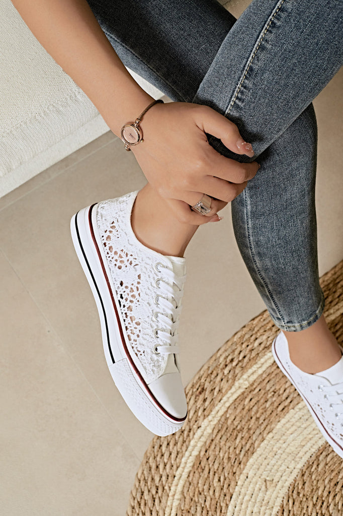 Womens Canvas Shoes Trainers Casual Plimsolls LACE UP Flat Embroidered Pumps image 3