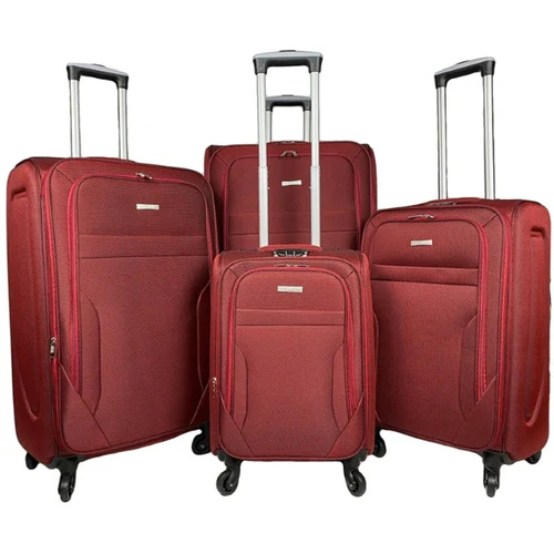 Set Of 4 Luggage Nylon Lightweight 4 Wheel Spinner Trolley Travel Bags
