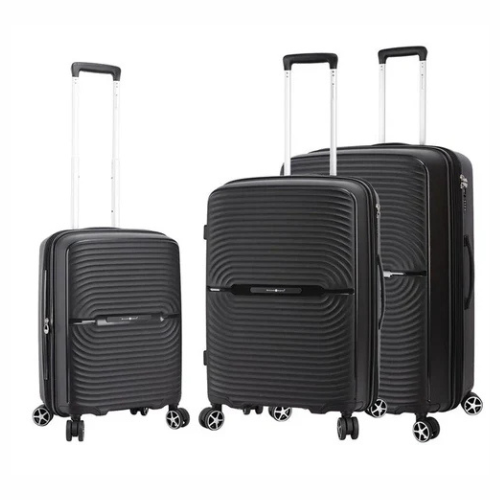 Set of 3 expandable double-wheeled trolley suitcases with TSA code