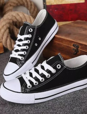 Women's Canvas Shoes Ladies Girls Trainers Plimsolls Lace Up Flat Pumps Sneakers