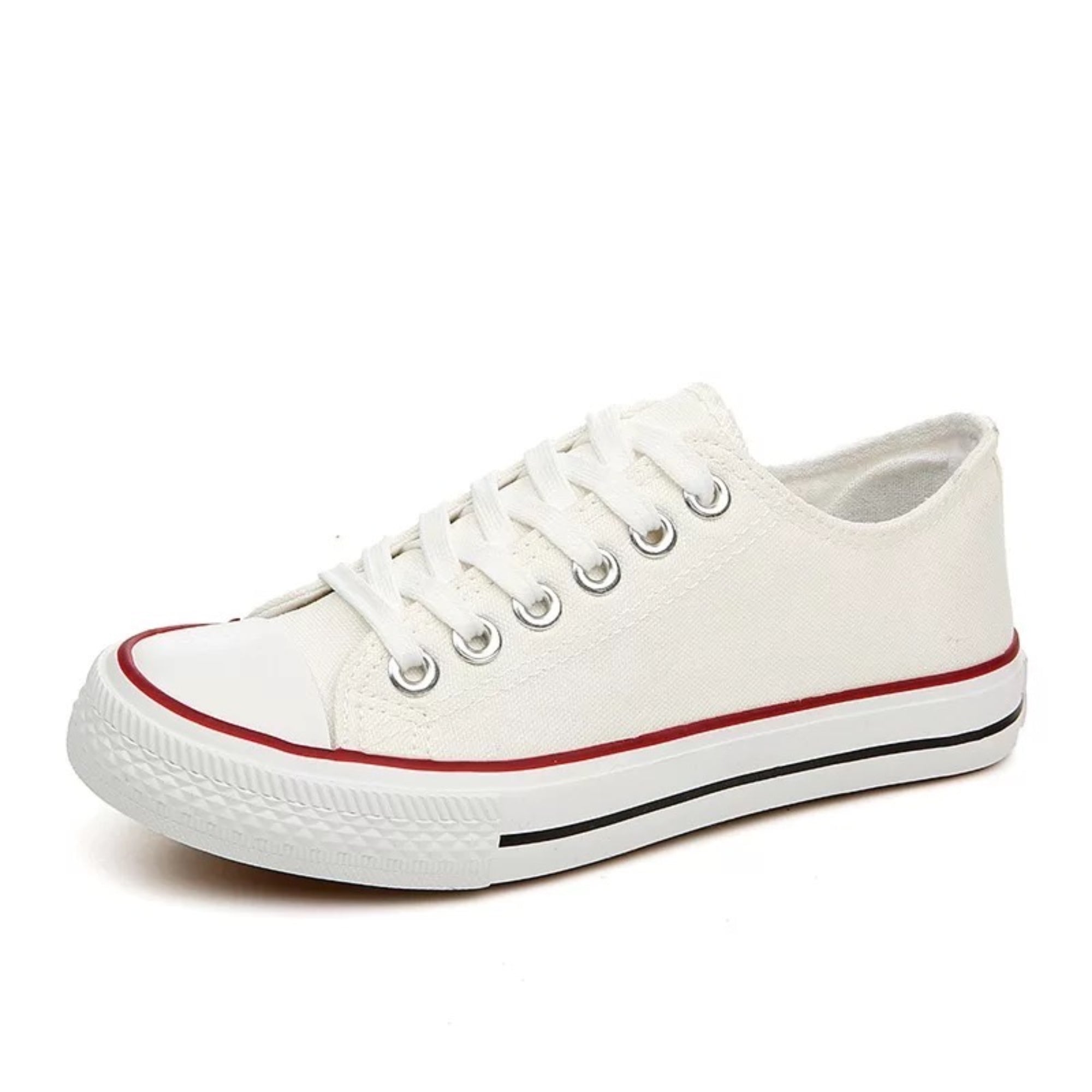 Women's Canvas Shoes Ladies Girls Trainers Plimsolls Lace Up Flat Pumps Sneakers image 2