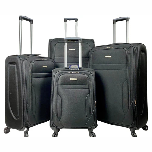 Set Of 4 Luggage Nylon Lightweight 4 Wheel Spinner Trolley Travel Bag Suitcase