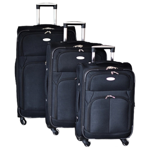 Set Of 3 Luggage Nylon Lightweight 4 Wheel Spinner Trolley Travel Bag Suitcase image 0