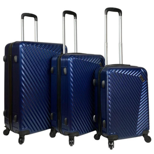 4 Wheels Luggage Travel Trolley Set Of 3 ABS Holiday Bags Lightweight Suitcase