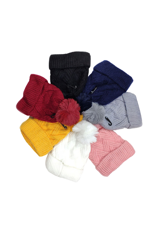 Ladies Big Ball Pom Pom Beanie Warm Winter Thick Fleece Knitted Cap Fur Ski Hat image 0