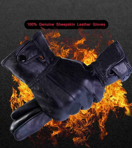 Men's Fleece Lined Leather Gloves Driving Casual Warm Classic Soft Gloves Black image 1