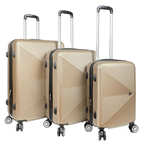 4 Wheel Hard Shell Luggage Travel Trolley Set Of 3 ABS Holiday Suitcase Bags
