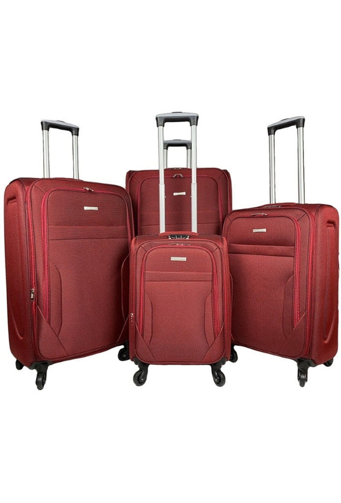 Set Of 4 Luggage Nylon Lightweight 4 Wheel Spinner Trolley Travel Bags image 0