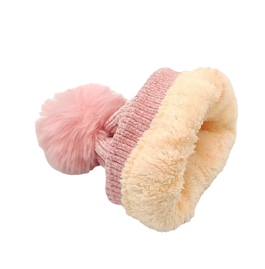 Ladies Big Ball Pom Pom Beanie Warm Winter Thick Fleece Knitted Cap Fur Ski Hat image 1