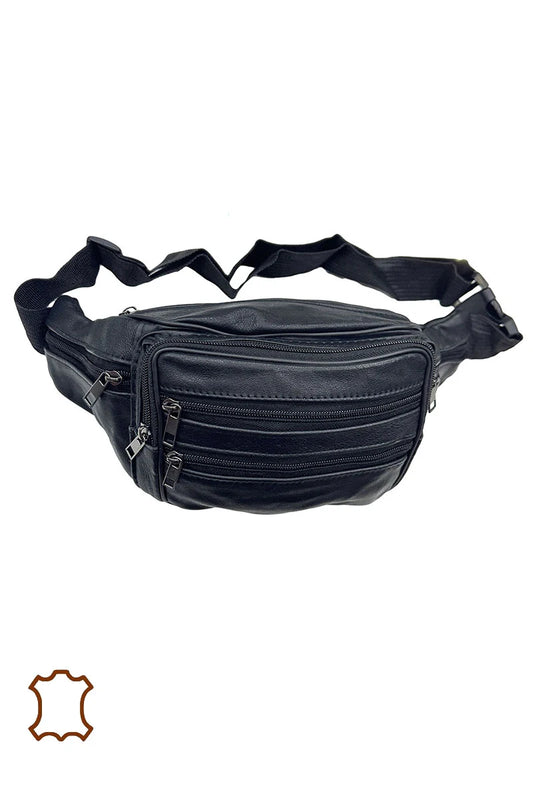 Real Leather Bum Bag Black image 0