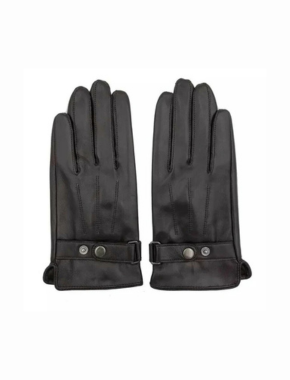 Men's Touchscreen Soft Real Leather Winter Fleece Lined Driving Gloves Black