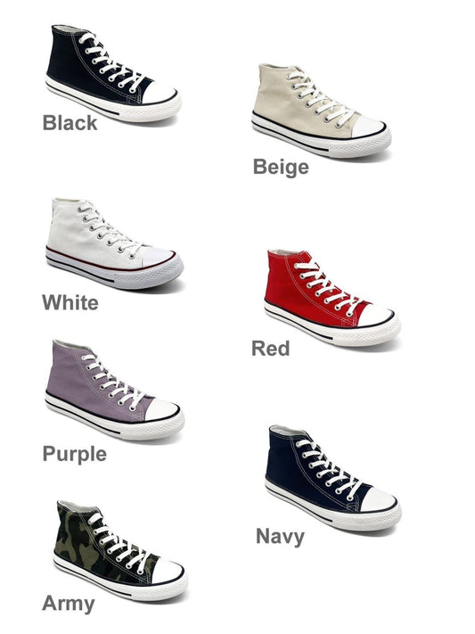 Womens High Top Sports Shoes Multi Colour Girls Canvas Classic Trainers Shoes image 0