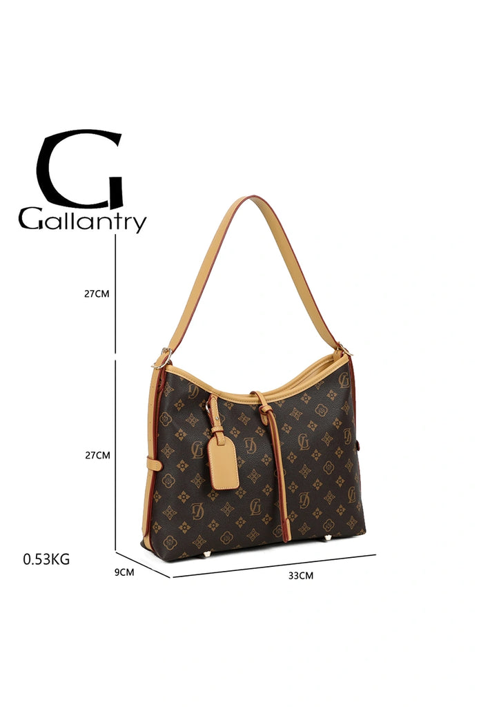 Retro Printed Handbag Brown image 1