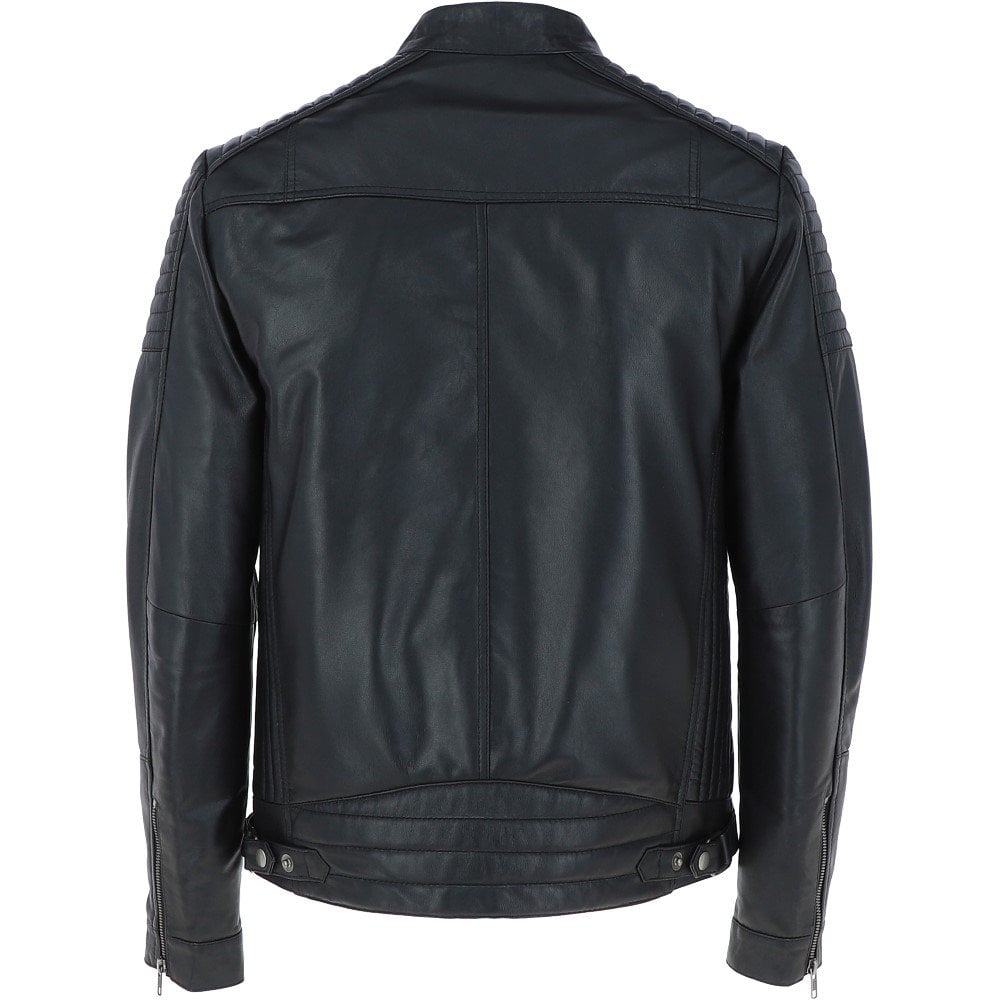 Men's Biker Leather Jacket Genuine Leather Zipped Motorbike Style Leather Coat image 3