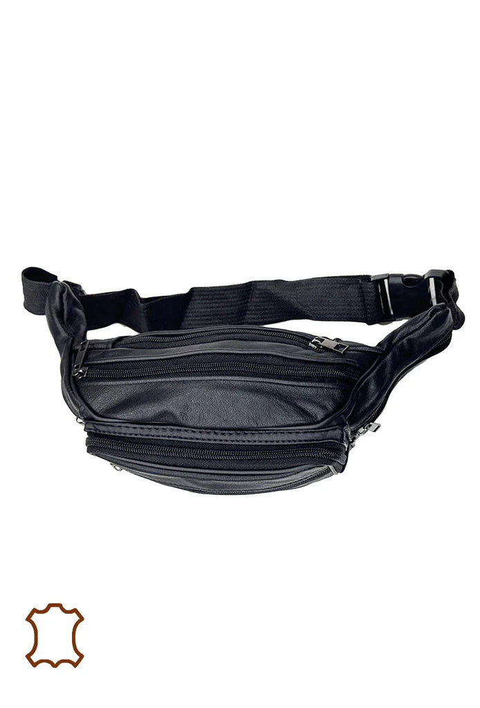 Real Leather Bum Bag Black image 1