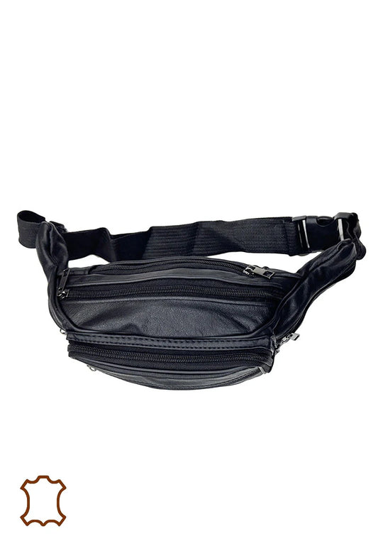Real Leather Bum Bag Black image 1