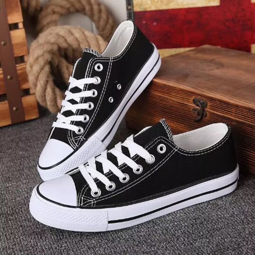 Women's Canvas Shoes Ladies Girls Trainers Plimsolls Lace Up Flat Pumps Sneakers image 1