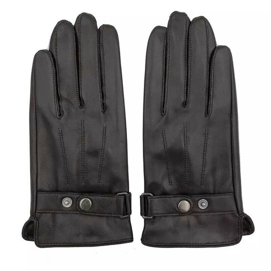 Men's Touchscreen Soft Real Leather Winter Fleece Lined Driving Gloves Black image 0