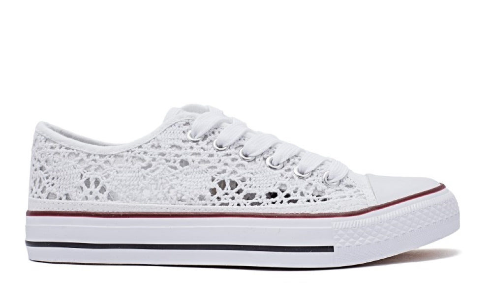 Womens Canvas Shoes Trainers Casual Plimsolls LACE UP Flat Embroidered Pumps image 4