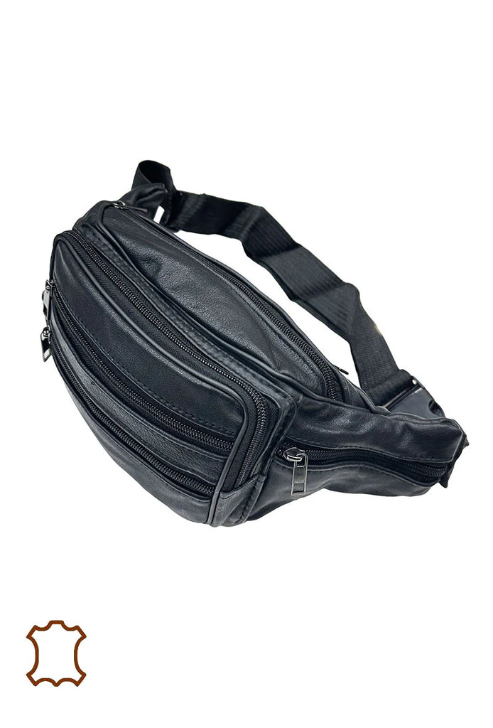 Real Leather Bum Bag Black image 2