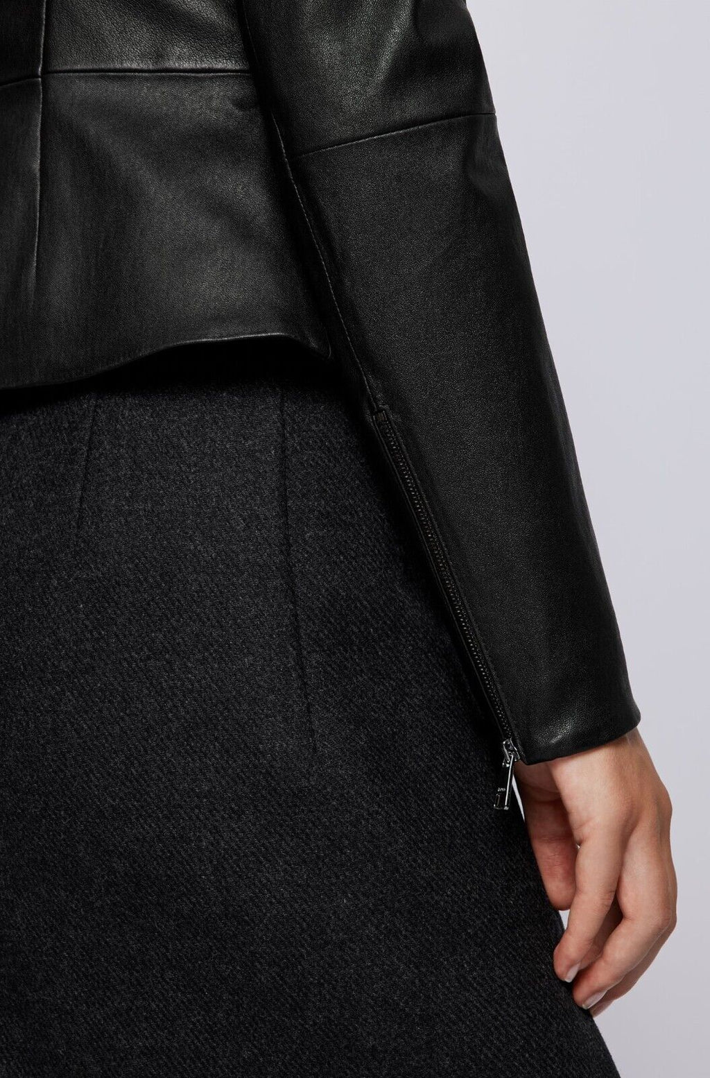 Ladies Real Leather Jacket Slim Fit Collarless Short Coat Black Jacket image 3