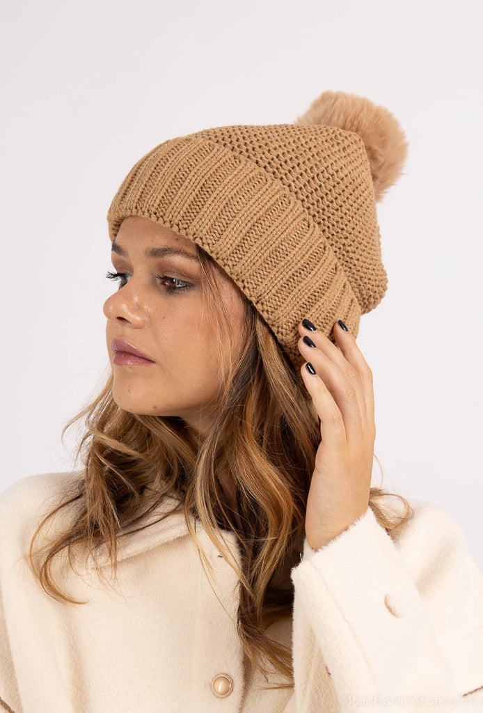 Fauxfur pompon cap Extra Warm - Large Hair Size - Unisex image 0