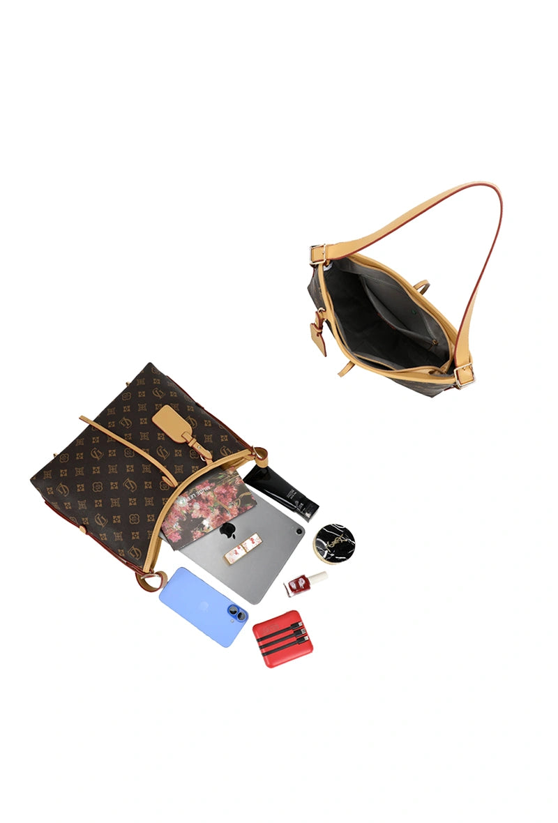 Retro Printed Handbag Brown image 3