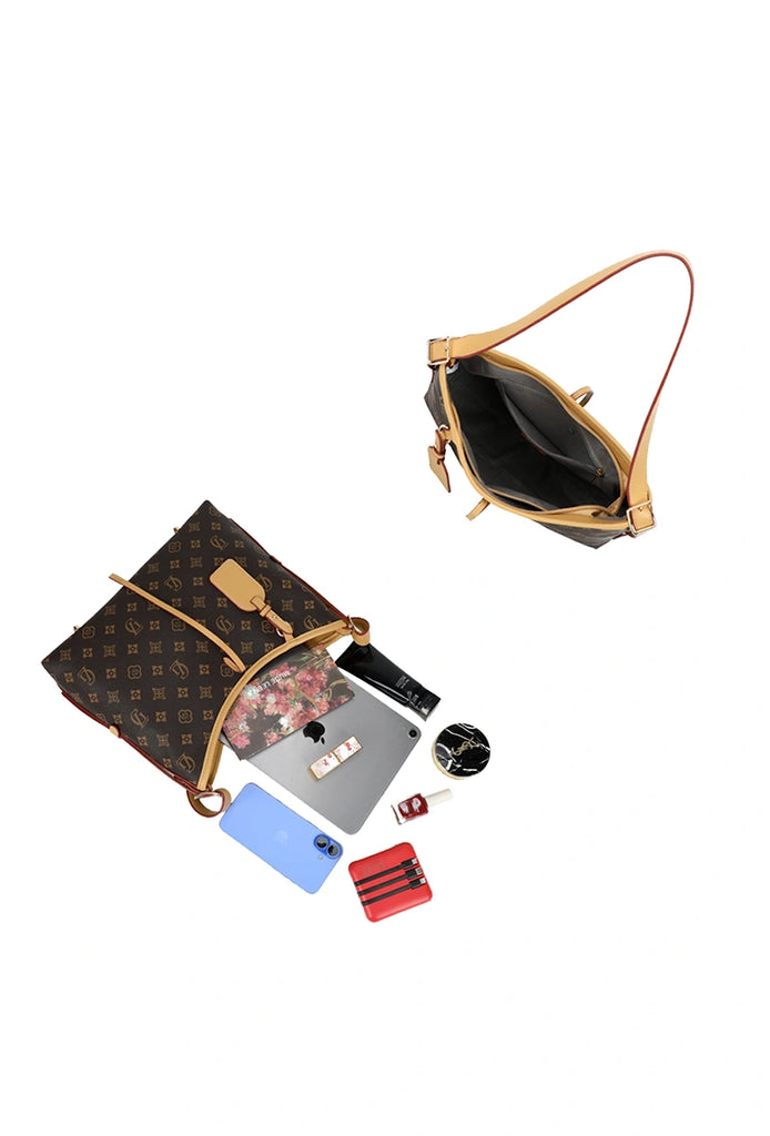 Retro Printed Handbag Brown image 3