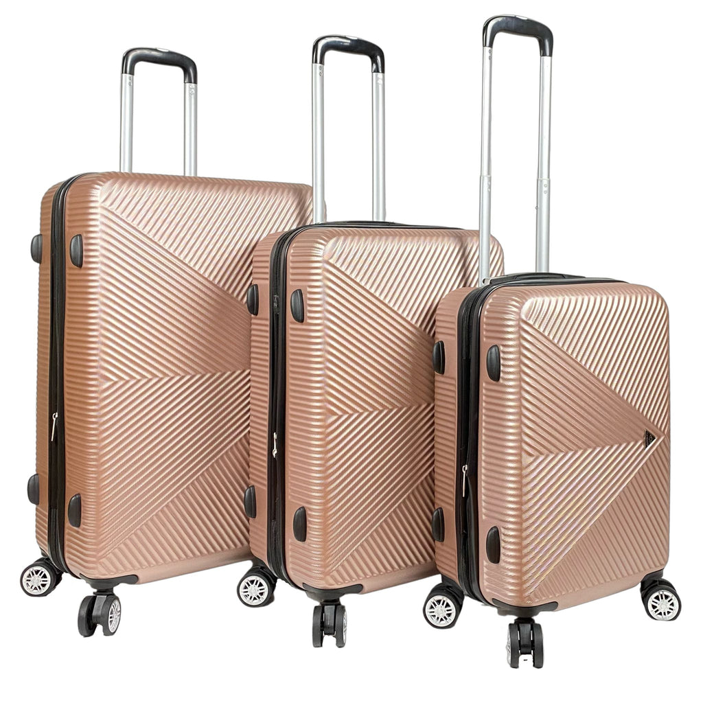 4 Wheel Hard Shell Luggage Travel Trolley Set Of 3 ABS Holiday Suitcase Bags image 2