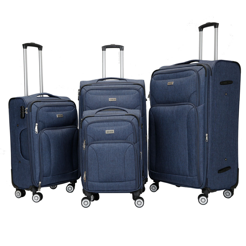Set Of 4 Luggage Nylon Lightweight 4 Wheel Spinner Trolley Travel Bags image 4