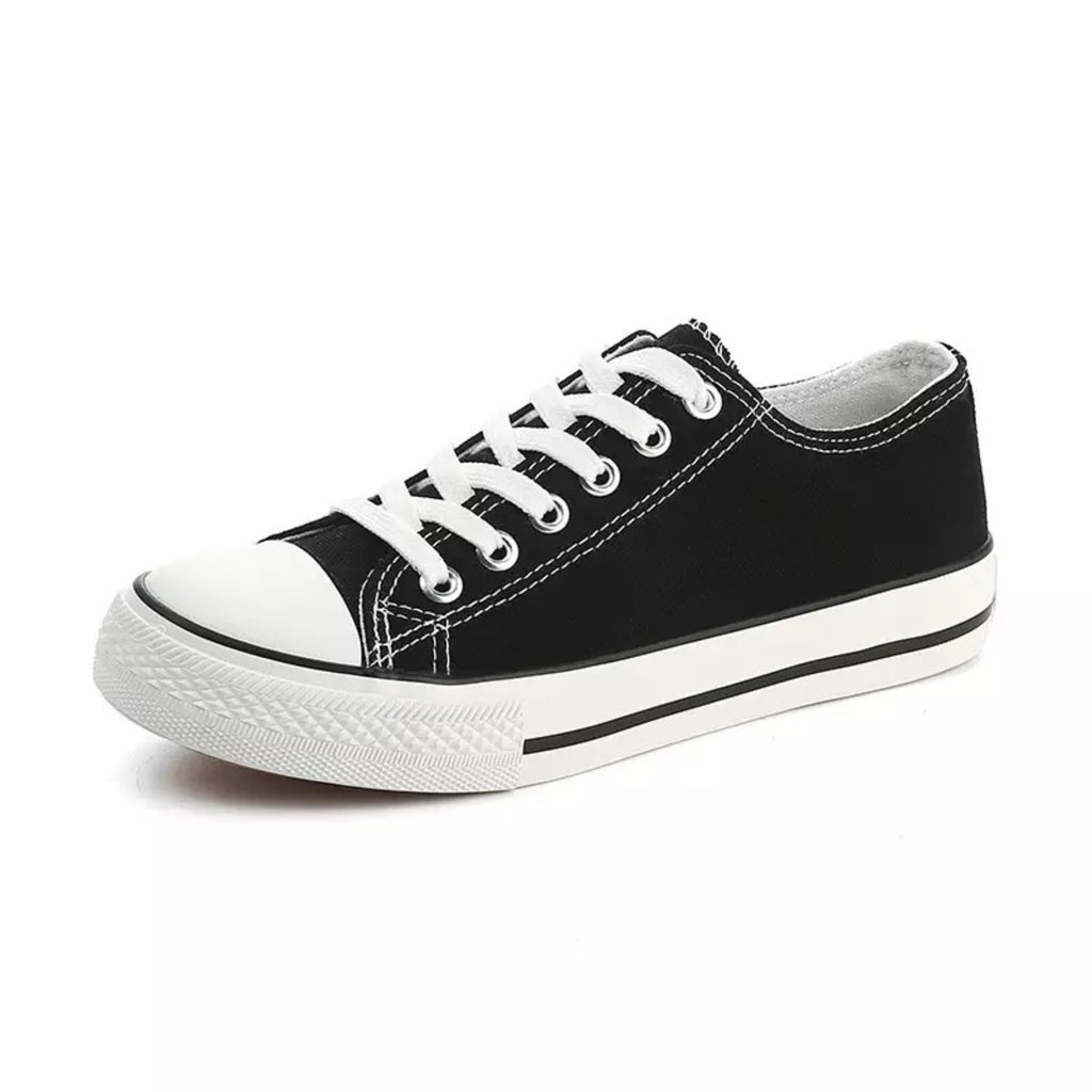 Women's Canvas Shoes Ladies Girls Trainers Plimsolls Lace Up Flat Pumps Sneakers image 2