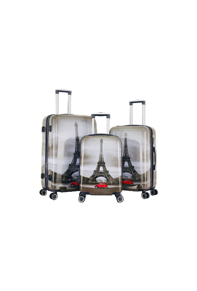 Set of 3 Reinforced ABS Suitcases Paris Luggage Collection Eiffel Tower Design image 0