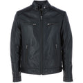 Men's Biker Leather Jacket Genuine Leather Zipped Motorbike Style Leather Coat image 0