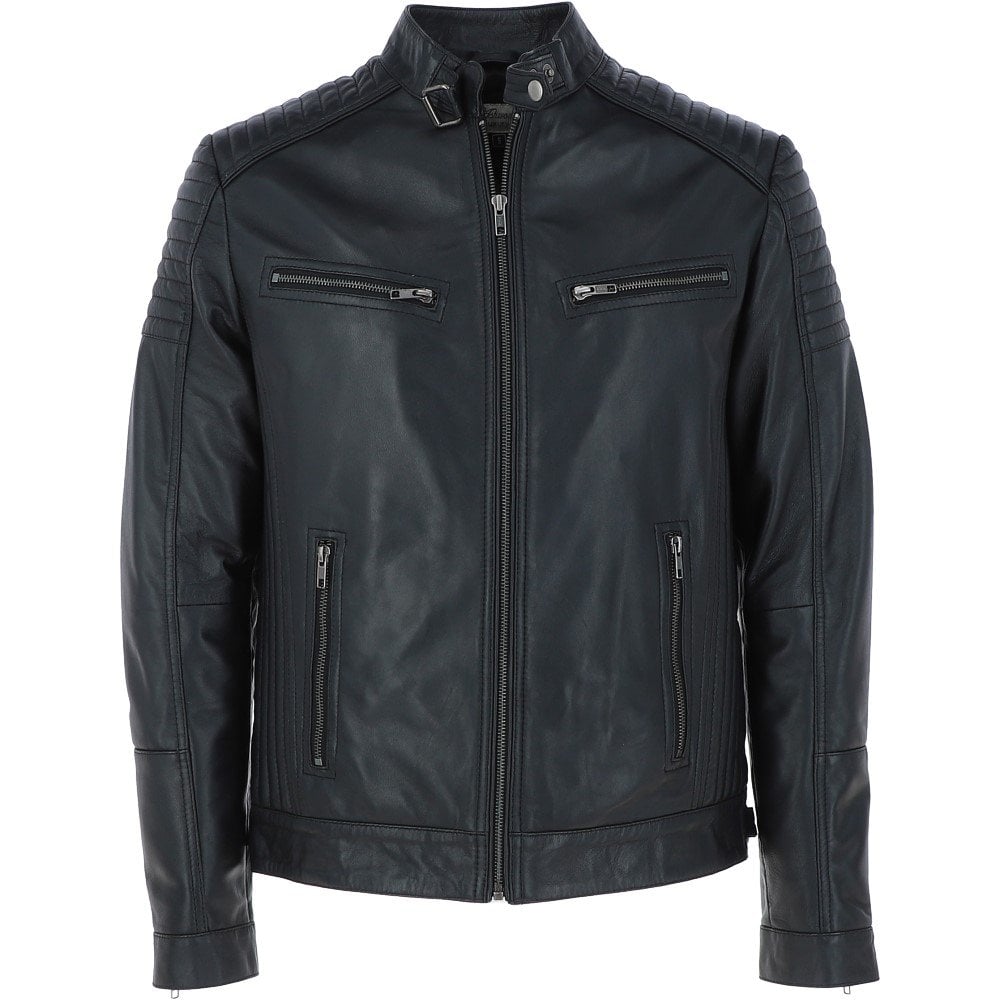 Men's Biker Leather Jacket Genuine Leather Zipped Motorbike Style Leather Coat image 0