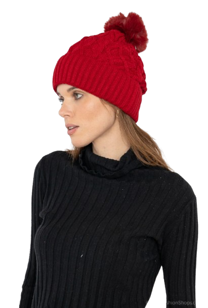 Red Winter Hat Warm Knitted image 0