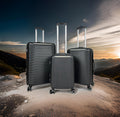 3-Piece Hard Shell Luggage Set Lightweight Suitcases Spinner Wheel Black Bags image 0