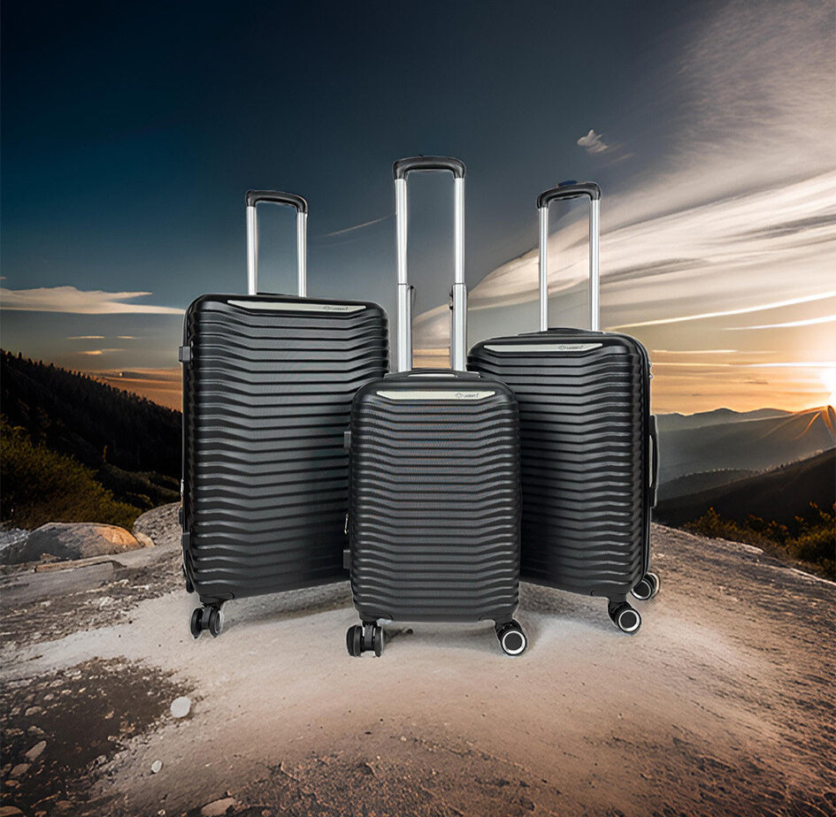 3-Piece Hard Shell Luggage Set Lightweight Suitcases Spinner Wheel Black Bags image 0